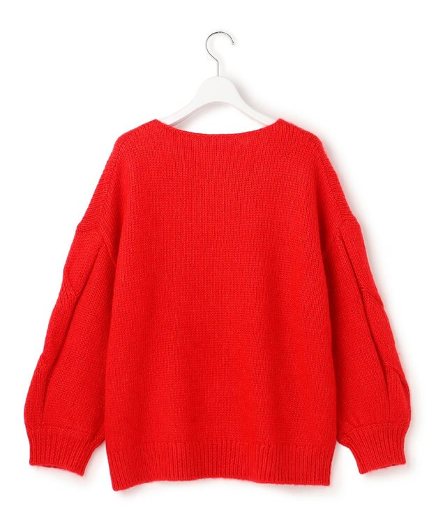 23区 【SLOW/一部店舗限定】ケーブル 袖デザイン ニット レッド系