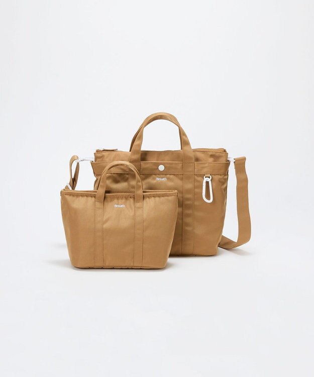 TOPKAPI 【Breath TOPKAPI】CHILLGO 保冷バッグ付き ショルダー付き ナイロン トートバッグ M / 撥水 ベージュ