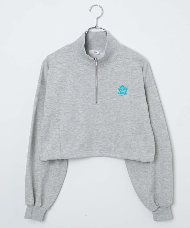 WEGO 【新色追加】ドロストデザインハーフZIPスウェット 杢グレー