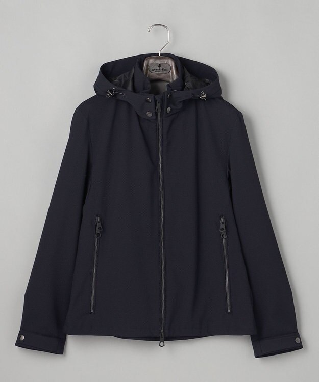 GOTAIRIKU 仕事で着られる【シワになりにくい/洗える/ストレッチ/吸水速乾】バブルテック フーデッドブルゾン ネイビー系