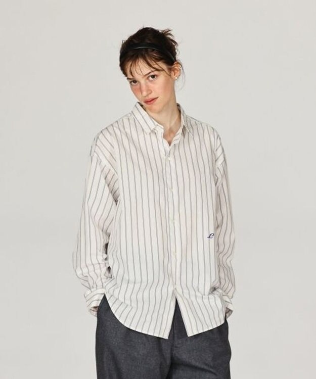 LENO REGULAR COLLAR SHIRTS 《UNISEX》 レギュラーカラーシャツ WHITE STRIPE