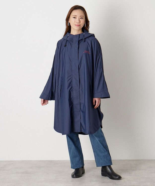 MOONBAT POLO RALPH LAUREN レインポンチョ レインベア 50デニール生地／着丈98cm 収納袋付き ネイビーブルー