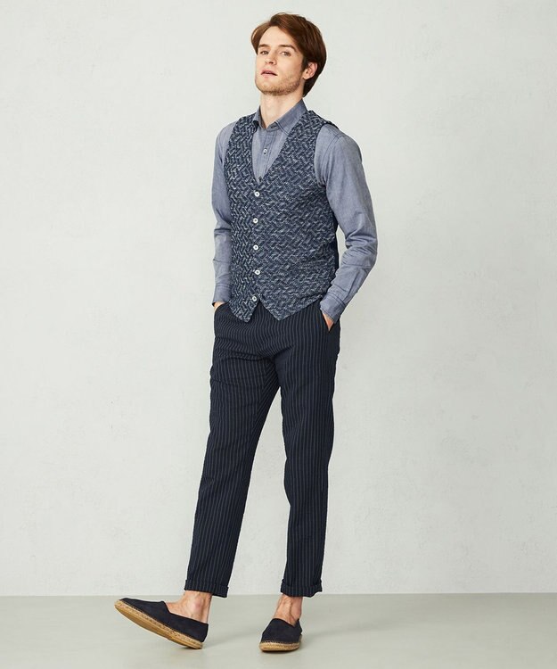 JOSEPH ABBOUD 【キングサイズ・オーガニックコットン】ドライサッカーストライプ　パンツ ネイビー系2