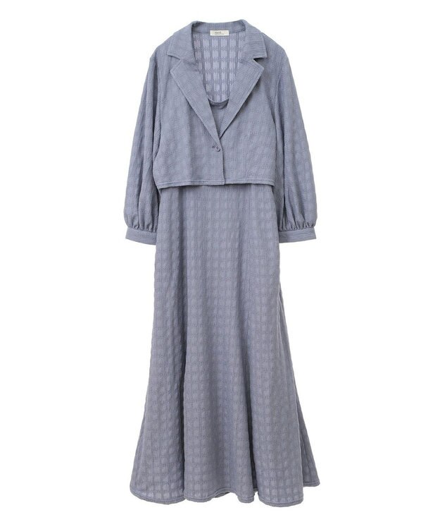 earth music&ecology ＳＥＴ２点ジャカードシャツ＋キャミドレ Blue