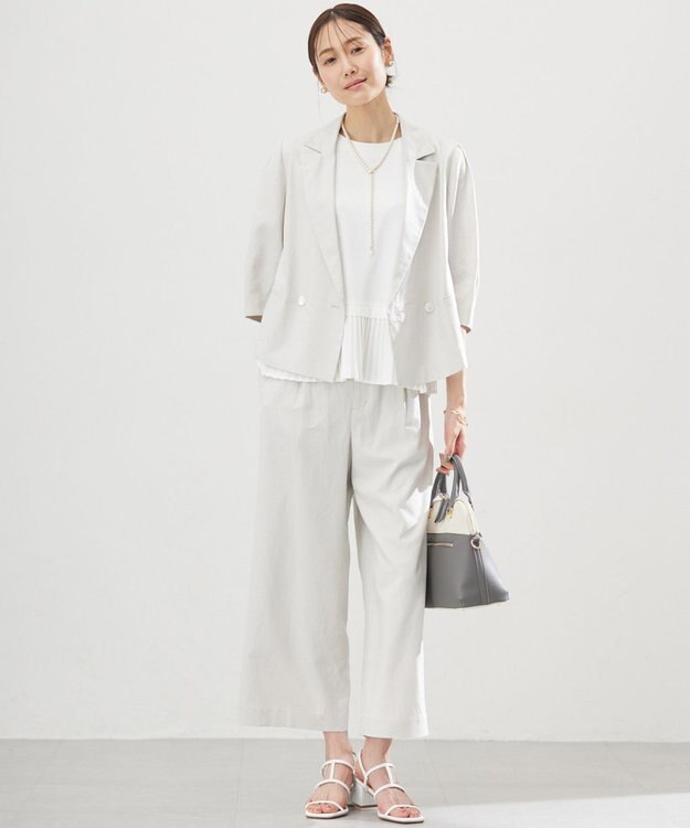 組曲 リネンレーヨンワイド パンツ グレージュ系