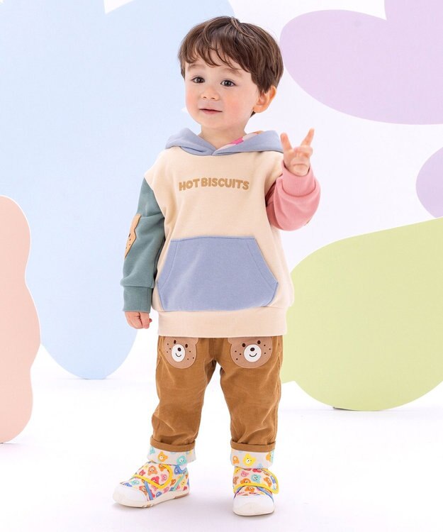 MIKI HOUSE HOT BISCUITS 【80-120cm】【NEW Color Series】裏毛パイル素材 パステルカラー フーディ マルチカラー