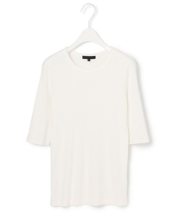 ICB 【洗える】Rib 5分袖 カットソー アイボリー系