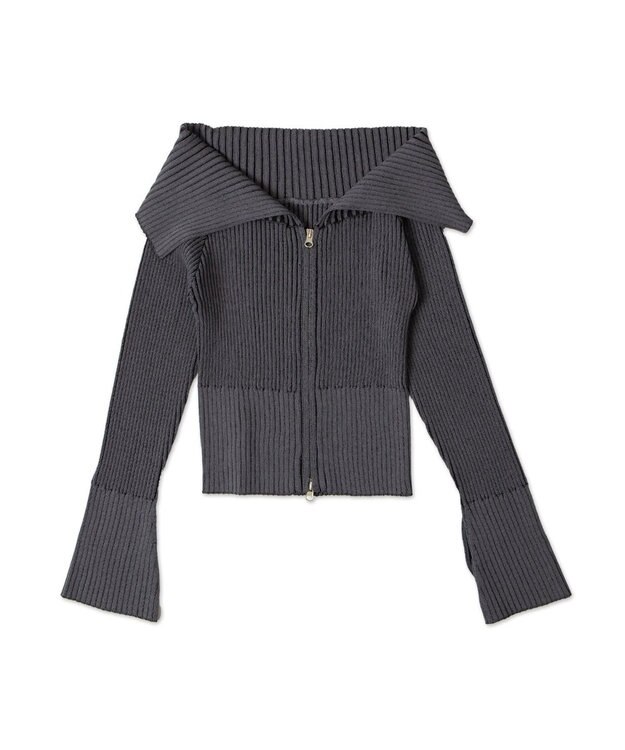 WEGO ダブルジップオフショルニット ブラック