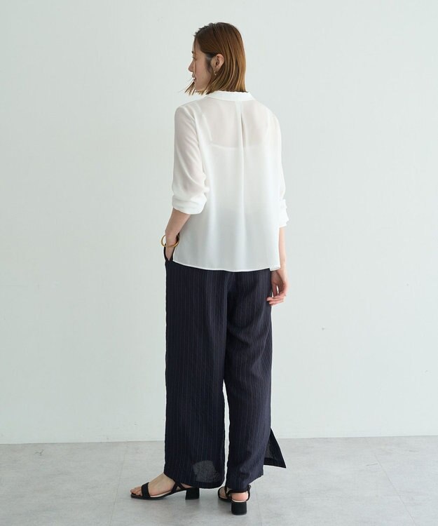 YECCA VECCA 【セットアップ対応】ストライプ柄ワイドパンツ Brown