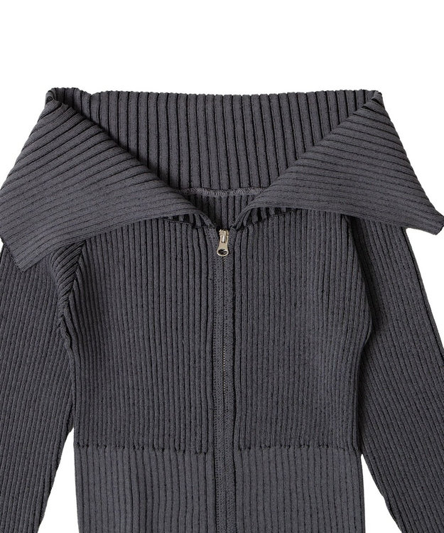 WEGO ダブルジップオフショルニット ブラック