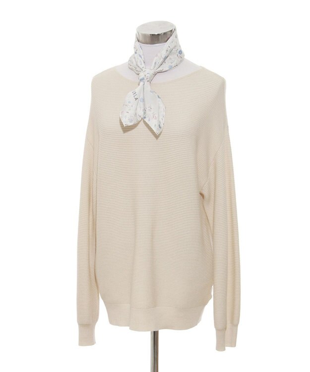 MOONBAT 【シルク100%】フルラ (FURLA) 小花柄 シルクプリントスカーフ 58cm×58cm ライトグレー