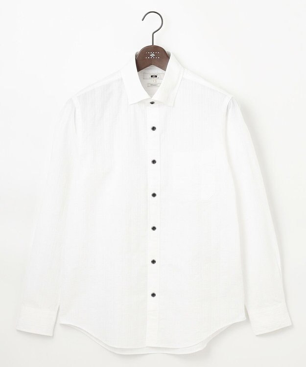 JOSEPH ABBOUD 【オーガニックコットン使用】 オーガニックコードストライプ シャツ ホワイト系1
