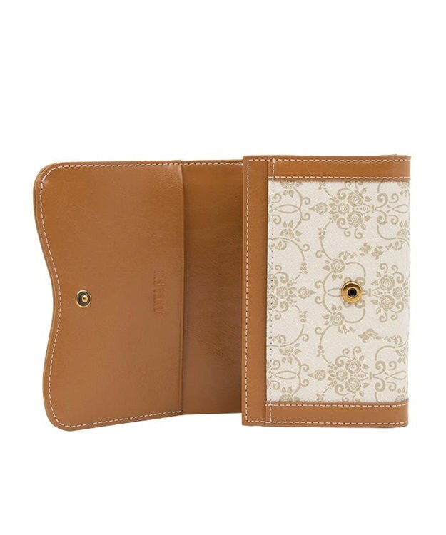 ANNA SUI リーブル 内Lファスナー二つ折り財布 ベージュ