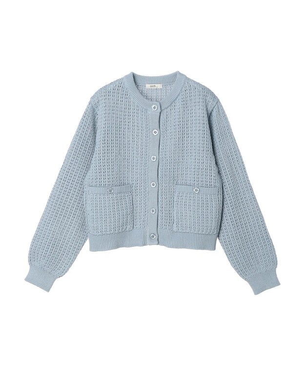 earth music&ecology 透かし柄ポケットカーディガン Sax