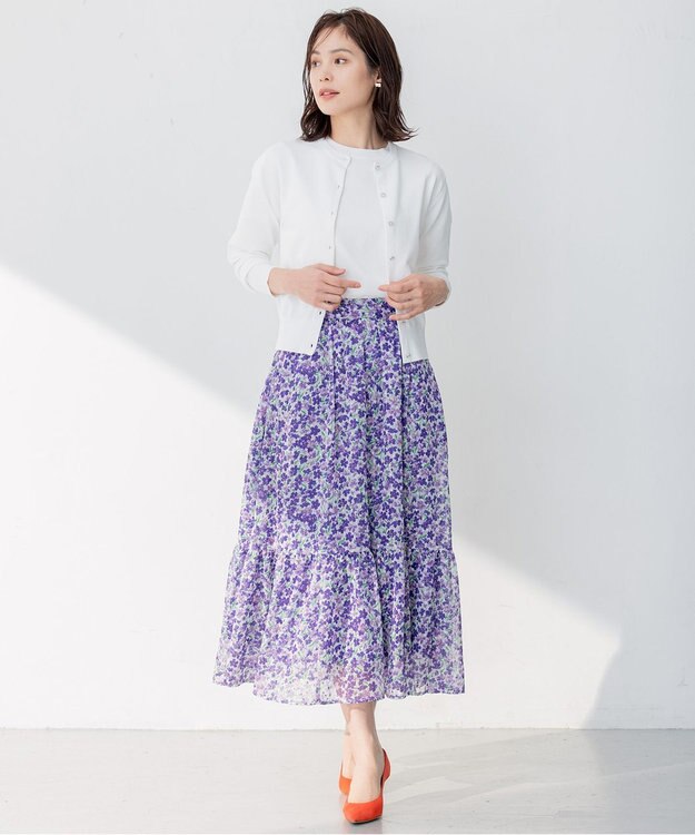 組曲 【8色展開・アンサンブル対応】ブーケカラーカーディガン アイボリー系