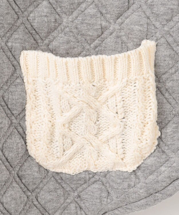 組曲 KIDS 【90㎝】くま耳 キルトマント グレー系