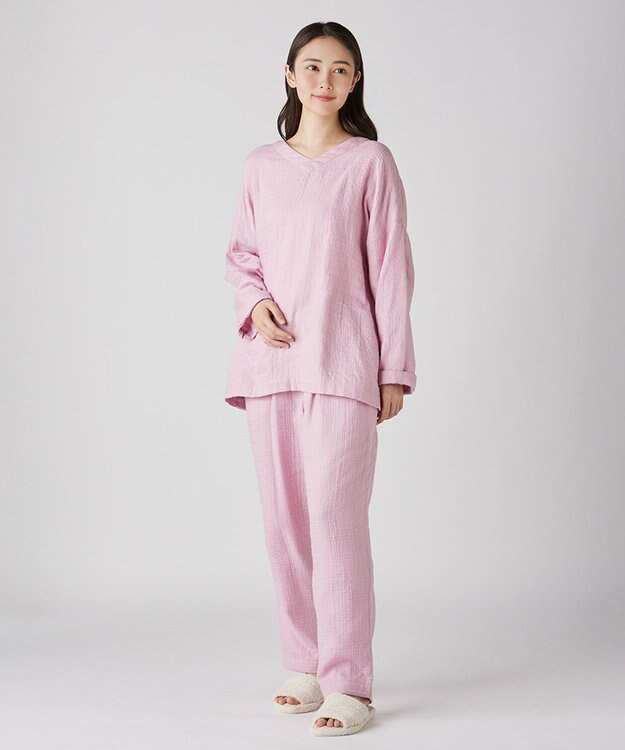 UCHINO マシュマロガーゼシンプルパジャマ ユニセックス ピンク