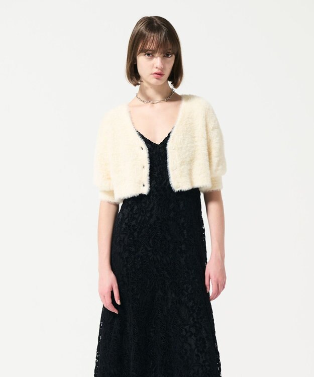 GRACE CONTINENTAL フェザースリーブニットカーディガン ホワイト