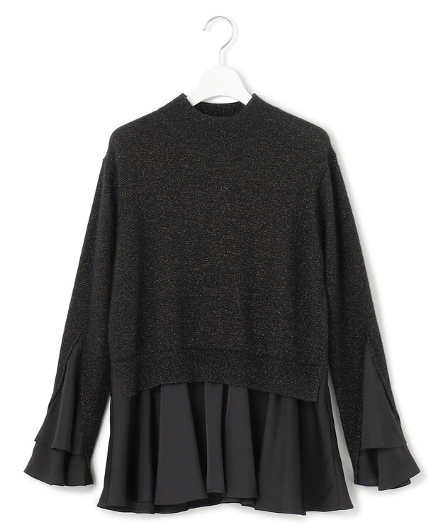 23区 L 【23区×Oggiコラボ】フレアサテンコンビ ラメニット ブラック系