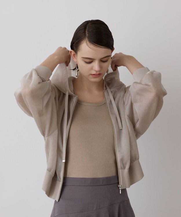 GRACE CONTINENTAL シアーニットパーカー ベージュ