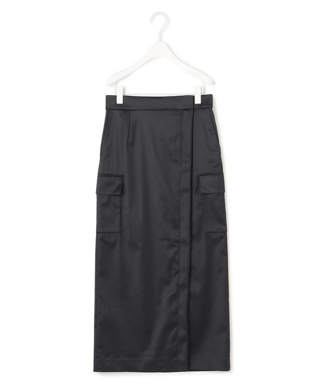 ICB 【洗える】 ハイマルチストレッチサテン スカート ブラック系