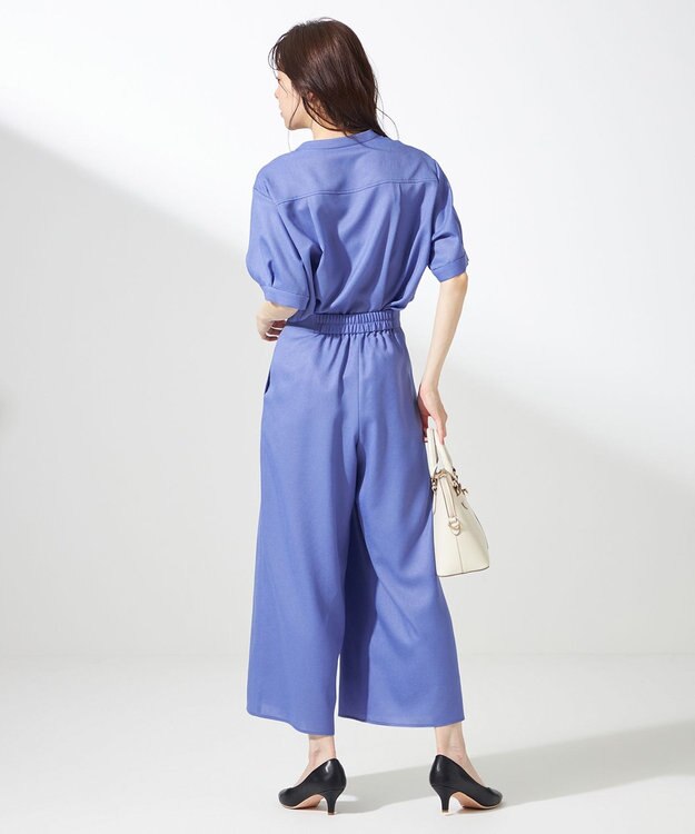 ANY SIS L 【接触冷感・UVカット・速乾】スムージーポリエステルタックフレア パンツ ブルー