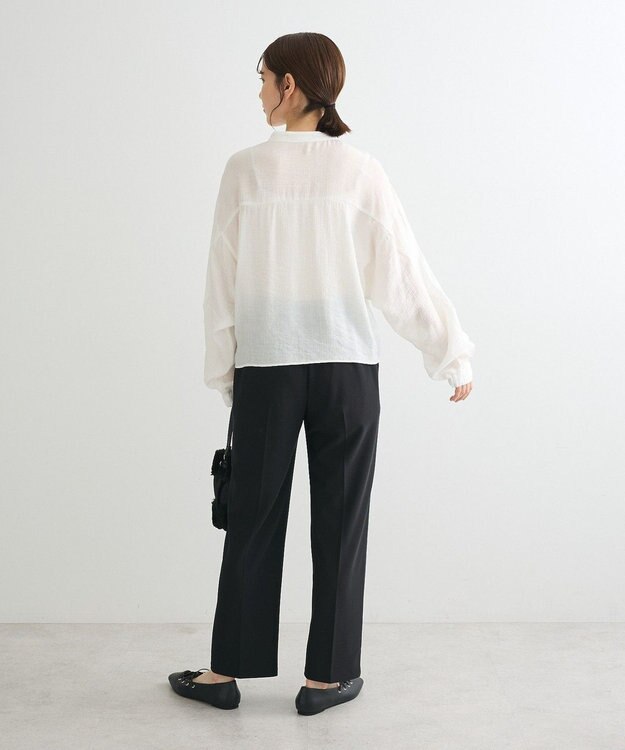 Green Parks シアーフリルショート丈ブラウス Off White