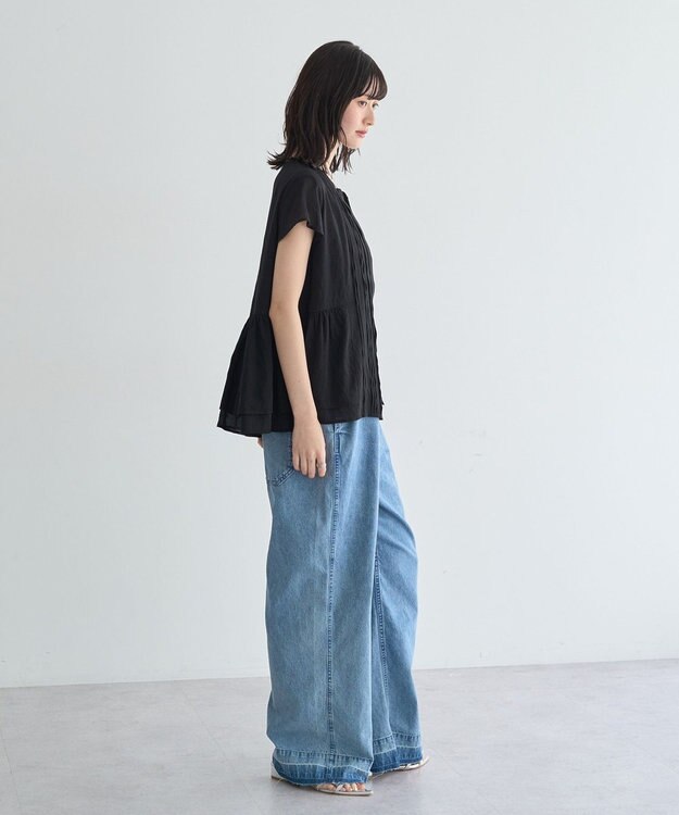 YECCA VECCA ペプラムシアーブラウス Black