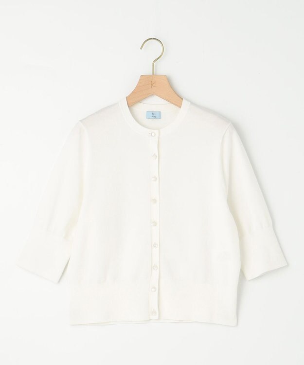 組曲 【洗える・6色展開】CANDYボタン 半袖カーディガン アイボリー系