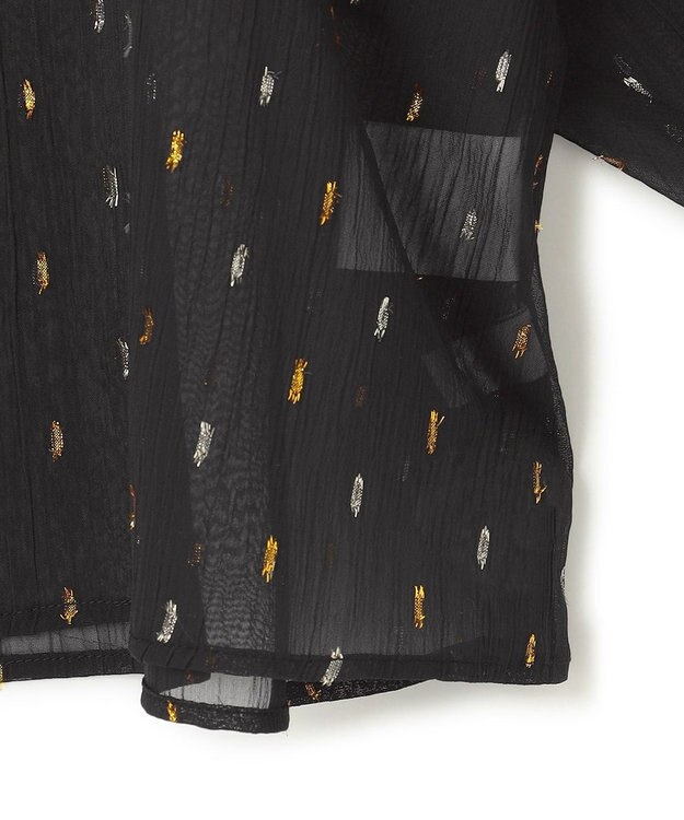 UNFILO ラメリンクルシフォン ブラウス ブラック