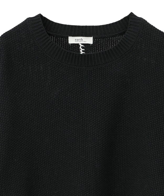 earth music&ecology 【洗濯機洗い可 / 選べる丈】アンチピリングC/A選べる丈配色ニット ブラック