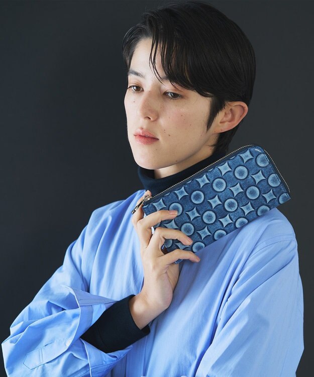 MIYABIYA La quoh with kirakaracho 南蛮七宝アルチザンレザー L字ファスナー財布 瑠璃紺（ネイビー）