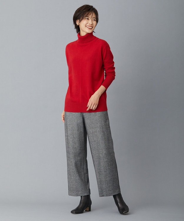 J.PRESS LADIES クラシカルツイード＆ヘリンボン セミワイド パンツ ブラック系5