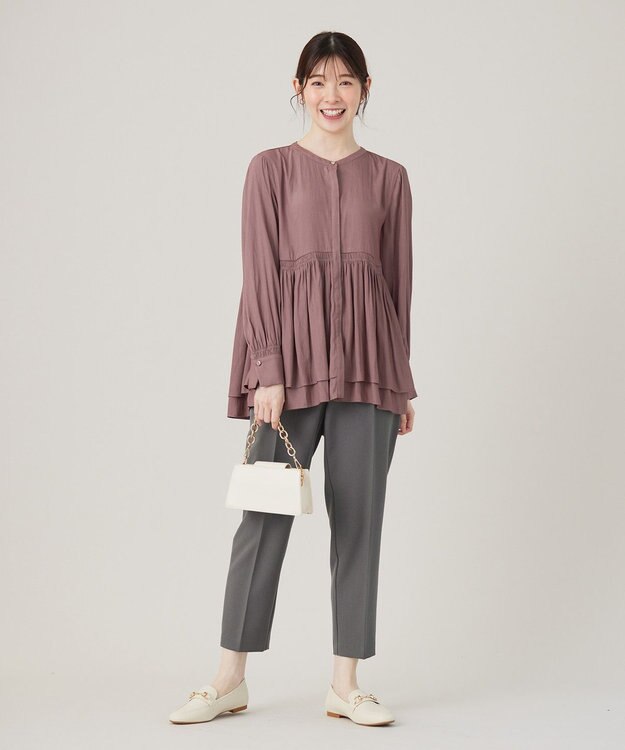 ANY SIS L 【セットアップ対応】ビューティーツイルストレッチ テーパードパンツ モカグレー