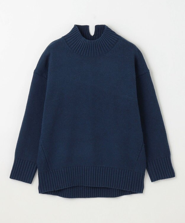 ANY ラムウールボトルネックプルオーバー ダークブルー