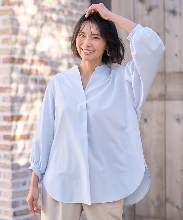 ANY 【WEB限定】【UVカット/抗菌防臭/速乾】エニィファンクション　スキッパーブラウス サックス