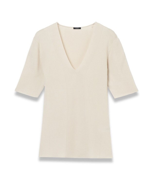 JOSEPH 【洗える】ファインリブメリノ　ショートスリーブニット Quail