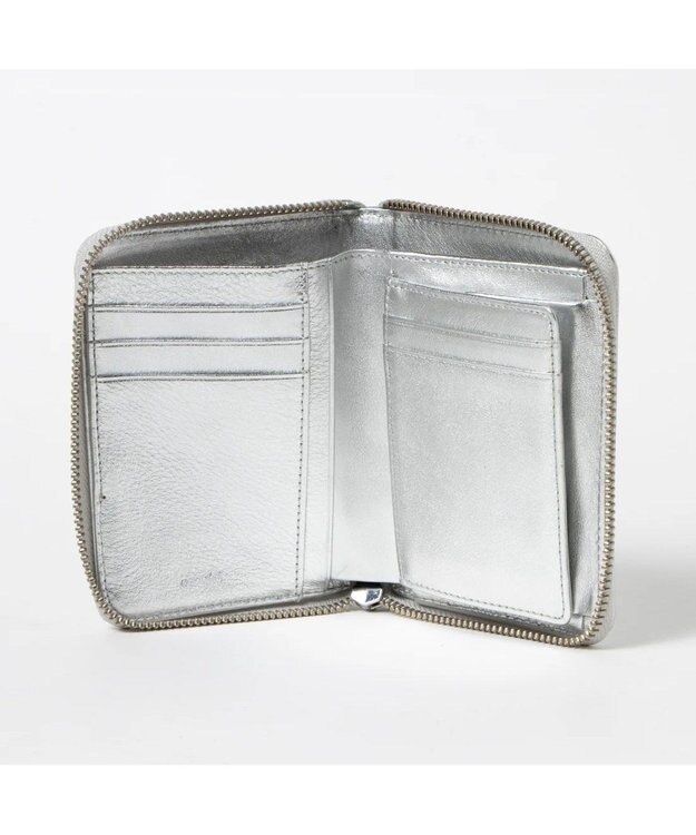 UNBILLION ペルケ perche / ドット型押しラウンドパームフィット財布 シルバー