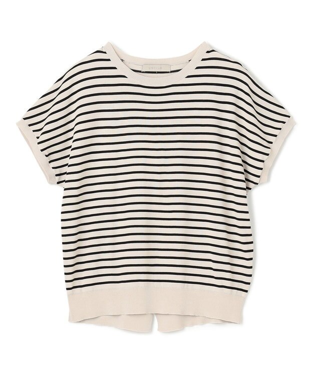 UNFILO スゴ機能 コンパクトニットT グレージュ×ブラック