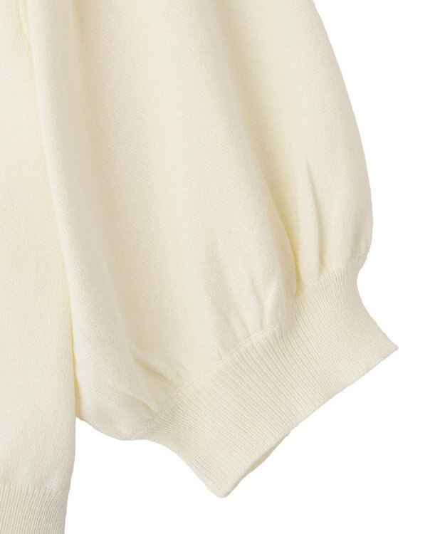 Maison de FLEUR ローズニット半袖カーディガン Ivory