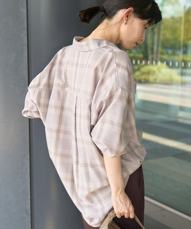 AMERICAN HOLIC イージーケアチェックシャツ【360°着こなしシャツ】 Light Gray