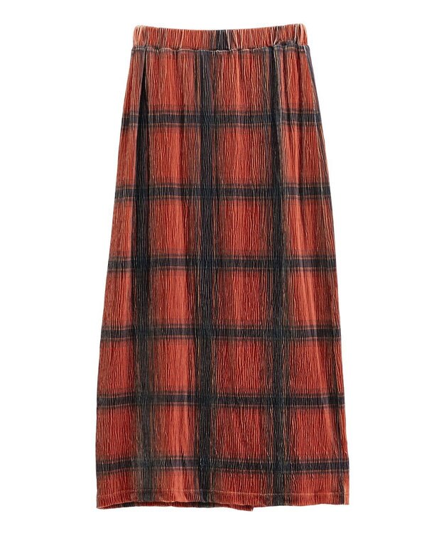 Green Parks 楊柳ベロアチェックＩラインスカート Red
