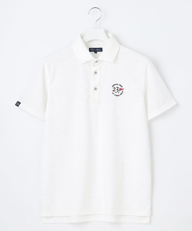 23区GOLF 【MEN】【吸水速乾・UVケア】ロゴジャガード 半袖ポロシャツ ホワイト系