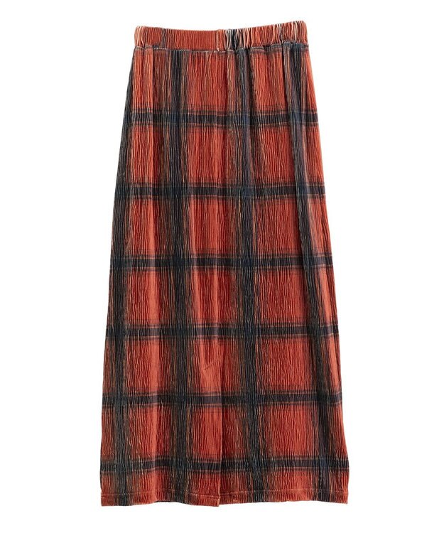 Green Parks 楊柳ベロアチェックＩラインスカート Red