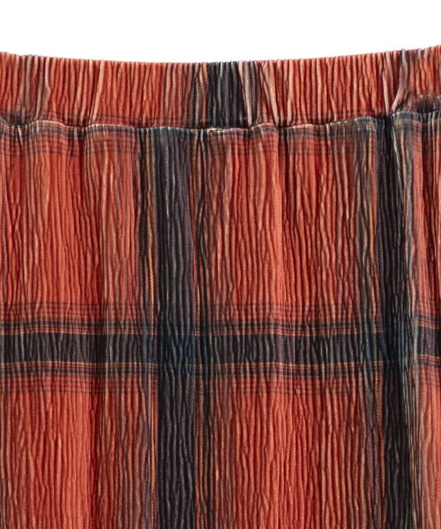 Green Parks 楊柳ベロアチェックＩラインスカート Red