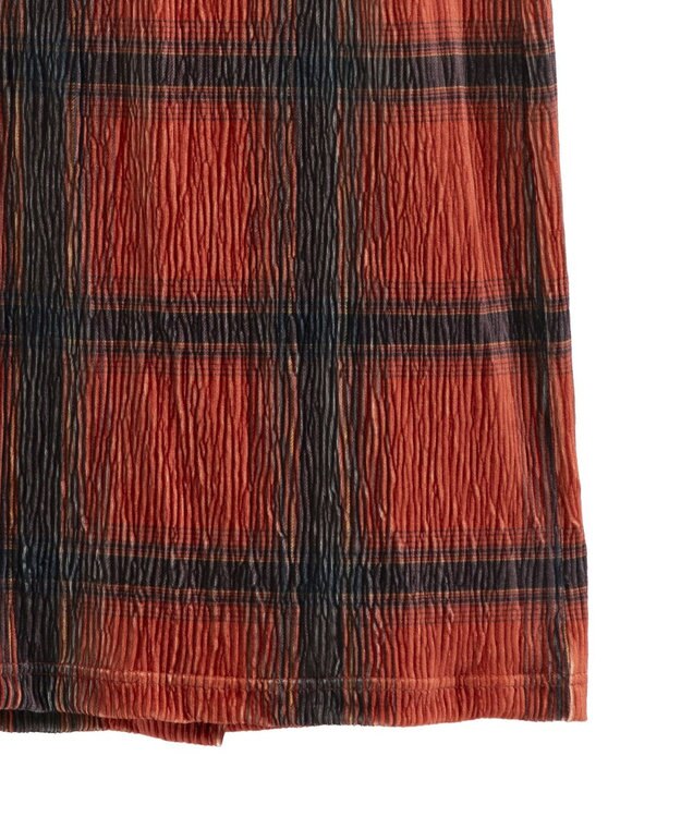 Green Parks 楊柳ベロアチェックＩラインスカート Red