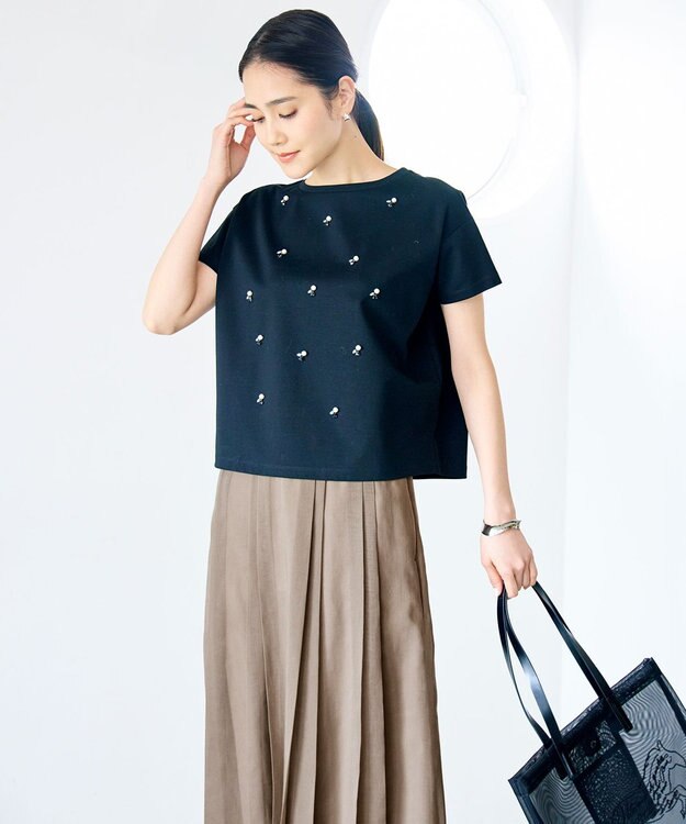 自由区 S ビジュー Tシャツ ブラック