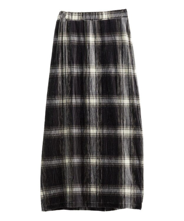 Green Parks 楊柳ベロアチェックＩラインスカート Black