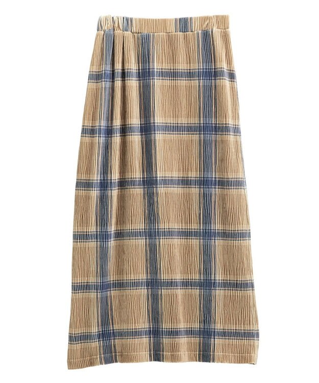 Green Parks 楊柳ベロアチェックＩラインスカート Beige