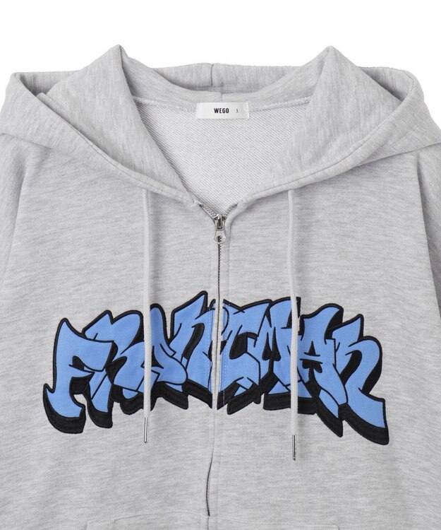 WEGO 【ユニセックス着用ITEM】ワッペンロゴZIPパーカー アッシュグレー